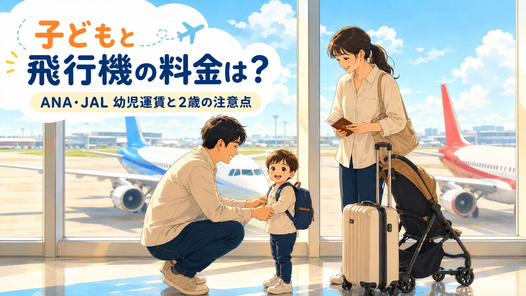 子どもと飛行機の料金はいくら？ANA・JAL幼児運賃と2歳の注意点