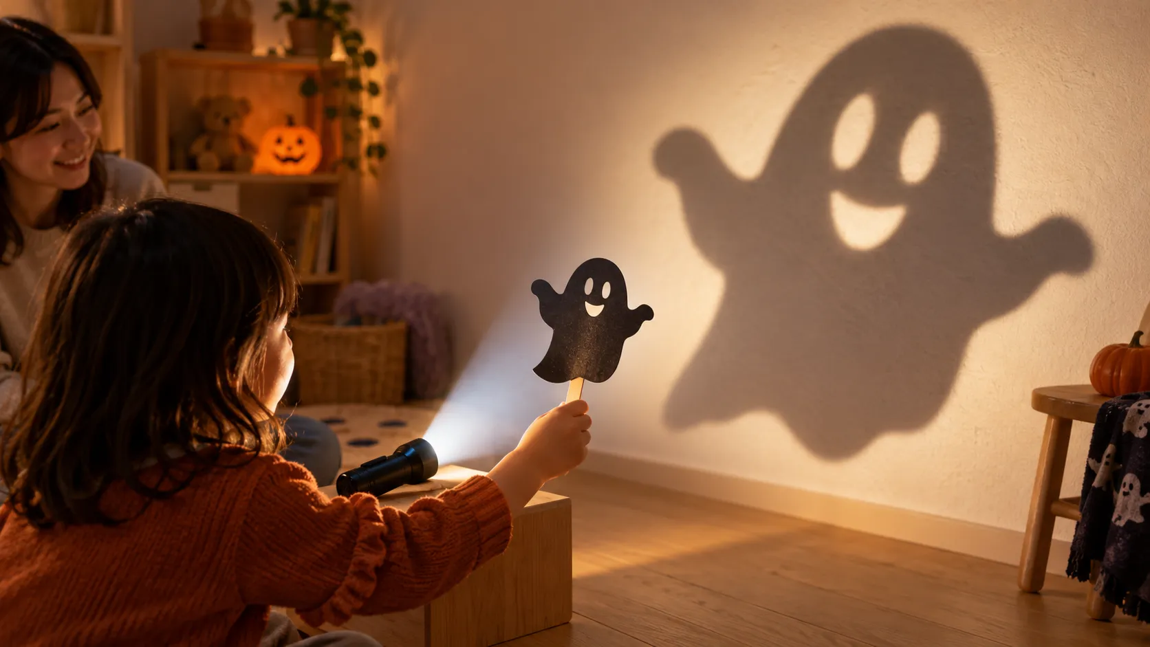 懐中電灯でおばけが大きくなる!3〜5歳のハロウィン影絵遊び 懐中電灯でおばけが大きくなる!3〜5歳のハロウィン影絵遊び